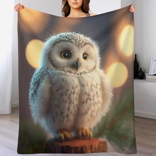 Eule Decke Vier Jahreszeiten Bett Wohndecke Kuscheldecke Extra Dick & Warm Sofadecke/Couchdecke Flannel Sofaüberwurf Superweich Und Flauschig Fleecedecke（130×150cm）