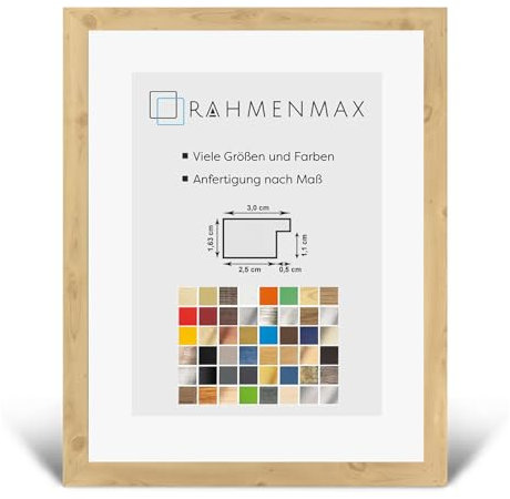 RahmenMax Morena Bilderrahmen Posterrahmen 60x90 cm Fichte Dekor 90x60 cm mit weisser Rückwand und klarem Acrylglas