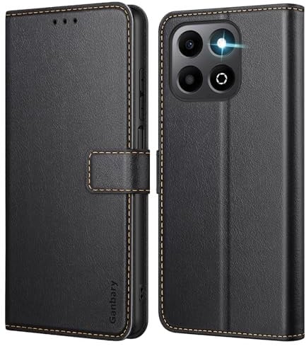 Ganbary Cover Compatibile con Honor X6b, Premium Pelle PU Flip Libro Custodia per Honor X6b [Protezione Completa] [Slot per Scheda] [Funzione di Supporto], Nero