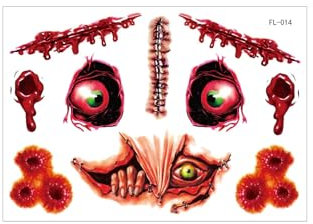 AKTOUR Moped Sticker Tuning Gesicht Make-up für Halloween-Partys Lustige Aufkleber Sprüche (Q3-F, 17X12X0.1CM)