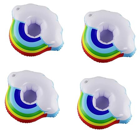HOOTNEE 4 Portavasos En La Nube Suministros para Fiestas En La Piscina Portavasos Inflable Carrito Dulce Posavasos Flotantes para Piscina Posavasos Arcoíris Portavasos Reutilizable