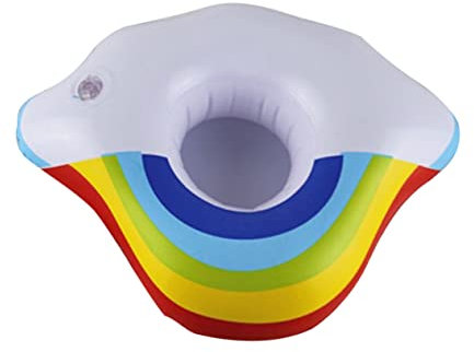 ifundom 4pcs Inflatable Drink Cup Holder Pvc Floating for Pool Beach Rainbow Cloud Shape Easy to Carry