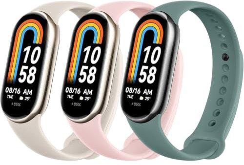Higgs 3 Pezzi Cinturini Compatibile con Cinturino Xiaomi Mi Band 8/Mi Band 8/Xiaomi Mi Band 9/Mi Band 9 per Donna e Uomo, Cinturino Remplacement Sportivo Silicone Morbido Traspirante Rosa
