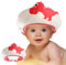 Baby Shower Cap Shield, Shower Cap for Kids, Visor Hat for Eye and Ear Protection for 0-9 Years Old Children, Cute Dinosaur Shape Makes the Baby Bath More Fun (Red)