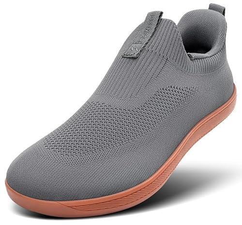 Sosenfer Chaussures pieds nus unisexes larges minimalistes pour homme et femme - Chaussures de trail d'extérieur à enfiler, Gris foncé (1739), 43 EU