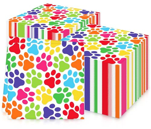 Papierservietten mit Hundepfotenmotiv, bunte Servietten, Cocktail-Servietten, Dinner-Servietten, weiche Party-Papierservietten, Geschirr für Haustiere, Geburtstagsparty, Hawaii-Dekorationen, 20 Stück