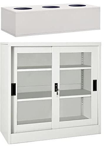 LLEZKBR Furniture Select - Schwebetürenschrank mit Pflanzkasten - Stahl hellgrau