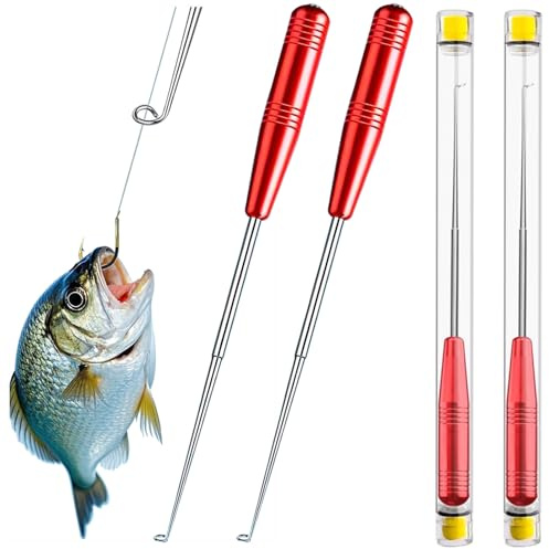 Orrdiffi 2 Stück Angelhaken Entferner Edelstahl Hakenlöser für Angeln,Tragbarer Disgorger mit Aufbewahrungsrohr und Magnet,Angelzubehör für Kleine und Große Haken,Länge 17 cm