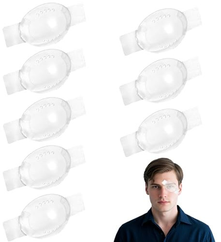 8 Stück Augenklappe Medizinisch, Augenklappe, Transparent Medizinisch Augenklappen, Bequeme Augenmaske Nach Operationen Augenklappen Mit Kleinen Loch für Erwachsene Kinder ﻿