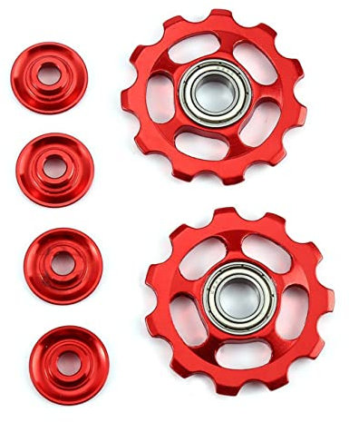 Happyyami 2stücke Teiliges Hinterrad-schaltröllchen Aus Aluminiumlegierung Langlebig Und Robust Geeignet Für Mountainbikes Schaltwerken Einfache Montage Rote Farbe