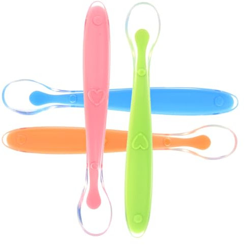 RORPOIR 4 Cucharas De Silicona Para Bebés Seguras y Cómodas Ideal Para Alimentos Sólidos