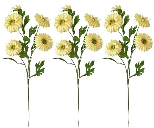 astylishome Mazzi di margherite gialle finte, bouquet di margherite finte, decorazione realistica per composizioni floreali 5004