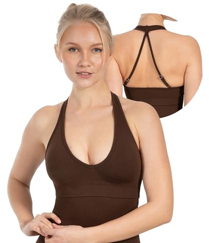 SMILODOX Sport BH Damen Daline, Nahtloser gepolsterter Trainings-BH mit herausnehmbaren Cups, für Fitness Yoga und Training, Atmungsaktiver mit Racerback Design für optimalen Halt