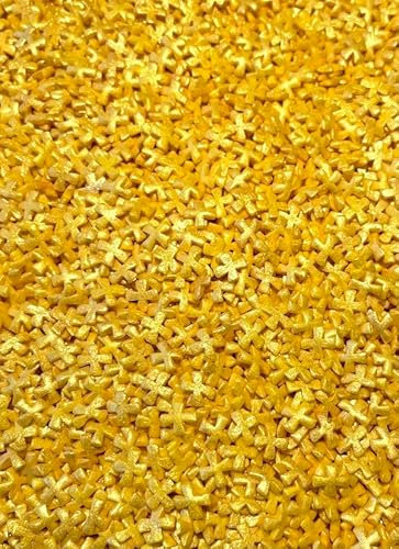 SD Pearls Zuckerstreusel, Bunter Streuselmix, Kuchen Ostern Streusel, Streudekor für Osterkuchen, Zuckerstreusel Ostern, Dekorationszucker für Ostern. (Kreuze-Gold, 40g)