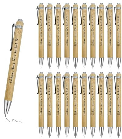 FloraVigo 20 Stück Schön Dass du da Bist exquisite Kugelschreiber aus Holz mit Text, Druckkugelschreiber, geeignet für Hochzeiten, Kommunionen, Geburtstage, Abschiede und andere Anlässe (20)