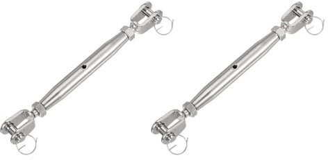 sourcing map 2Pcs M12(1/2) Closed Body Jaw and Jaw Turnbuckles Wire Rope Tension, Stainless Steel Turnbuckle Adjustable Cable Tensioner for Shade Sail Clothesline, 4400Lbs Working Load Limit