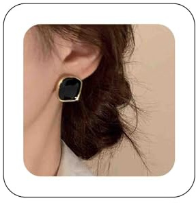 Enautoabs Vintage Emaille Quadratische Ohrstecker Schwarze Emaille Quadratische Knopf Ohrringe Bunte Knopf Geformt Ohrring Retro Geometrischen Ohrring Schmuck Für Frauen