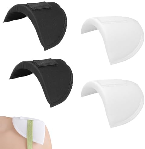 2 Paar Schulterpolster, 1,5 cm dick, Universal-Schulterpolster mit Klettverschluss, rutschfest und atmungsaktiv aus Schaumstoff, geeignet für Damen- und Herrenkleidung (Schwarz & Weiß)