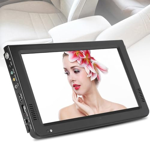 UPALDHOU Portable TFTLED HD Digital TV Player for Outdoor Use with Rechargeable Battery and PVR Function for Camping, Travelers (10 inches)