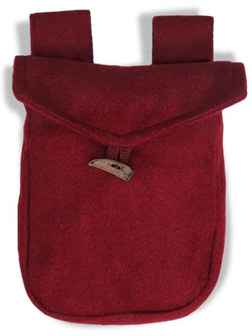 HEMAD Mittelalter-Tasche Gürteltasche Wollfilz Horn-Knopf Modell: Widia, Rot