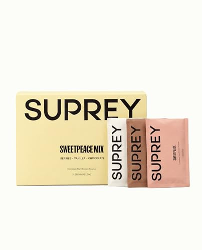 SWEETPEACE by SUPREY - Vegan Protein con Enzimas Digestivas | Packs Individuales 20 x 30g | 22g de Proteína Por Dosis | Proteina de Guisante y Arroz | Sin gluten, sin azúcar añadido (630g, Mix)