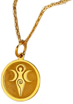 LKBEADS Halskette 925er Sterlingsilber| 24 mm 18-Zoll-Kette Gaia-Halskette Gaia-Anhänger Mutter Natur Gaia-Symbol Erdgöttin der griechischen Mythologie Frau handgefertigte Vergoldung L_01086