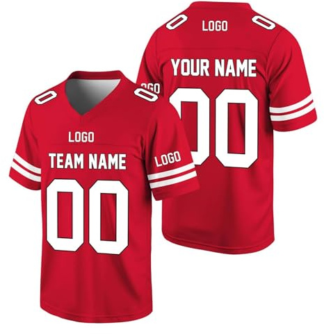 Personalisiert American Football Spieltrikots für Herren Kinder,Benutzerdefinierte Rugby Trikot T-Shirt mit Name Nummer