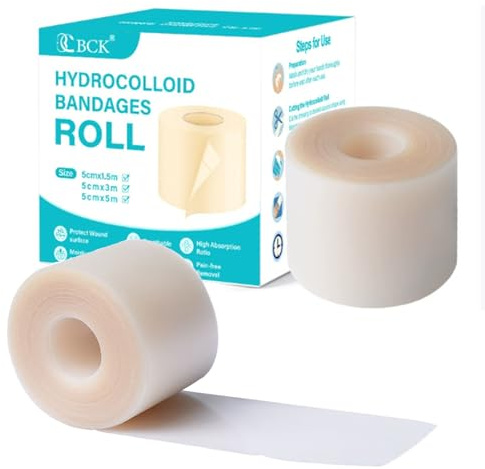 LEAYOKA Hydrokolloid Pflaster Rolle 5m x 5cm Selbstklebend Hydrocolloid | Tape Wasserdichtes Hydrokolloid Pflaster für Kratzer, Blasen und Hautirritationen – Hautfreundlich & atmungsaktiv