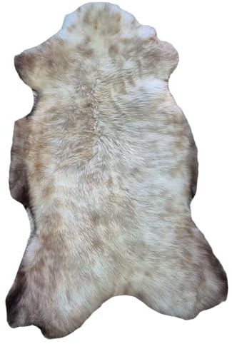 FURRYMAN Natur-Lammfell Gelb Meliert ca. 110x55 cm– Echtes Schaffell Unikat – Hochwertiger Dekoteppich & Sesselüberwurf – weiches Fell mit Einer Länge von ca. 6 cm – Boho-Stil
