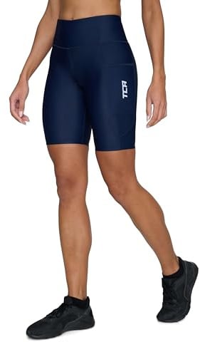 TCA Women's 3/4 Padded Cycling Leggings High Waist Breathable Bike Shorts with Pockets Anti-Slip Quick Dry