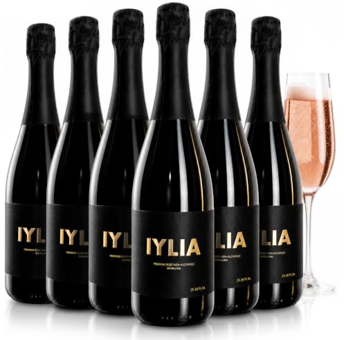 IYLIA Bubbly Non Alcoholic Sparkling Wine, Rosé (750ml x 6) - 0.0% ABV | 0.0% ABV, Made with Tempranillo Grapes, Zero Proof, Dealcoholised, Vegan & Gluten-Free