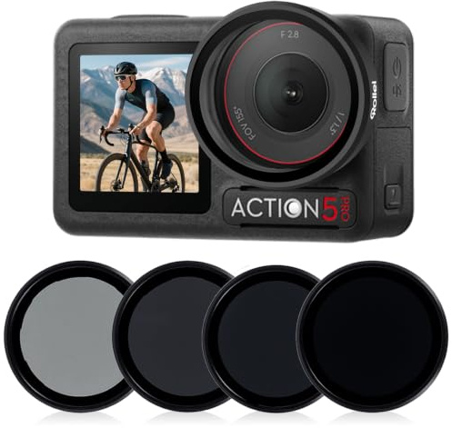 Rollei ND Filtersets für DJI Osmo Action 5 PRO/Action 4/3 ND8+ND16+ND32+CPL | Action-Kamera Zubehör, 4er Pack Filters, Nano-Beschichtungen Optisches Glas, Schnellmontage