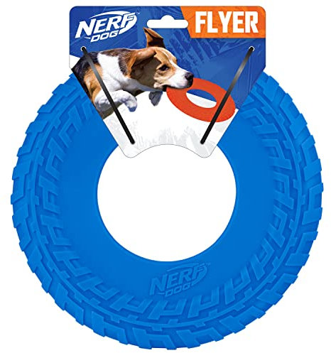 Nerf Dog Jouet pour chien en caoutchouc - Disque volant léger et durable - Flotte dans l'eau - Idéal pour la plage et la piscine - 25,4 cm de diamètre - Pour chiens de taille moyenne et grande - Unité