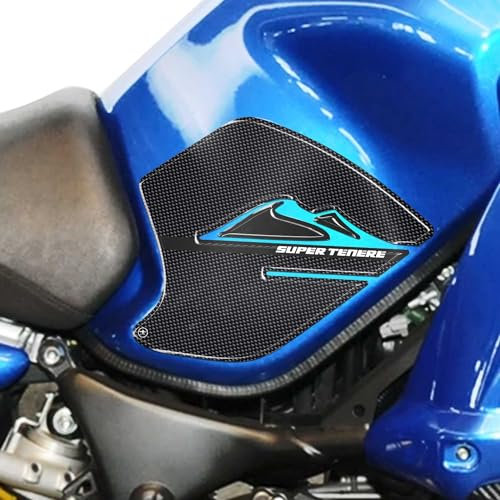 labelbike - 2 Adesivi 3D Moto Serbatoio Decorazioni e Protezioni laterali in Resina compatibili con Yamaha Super Tenere - Colore Carbonio