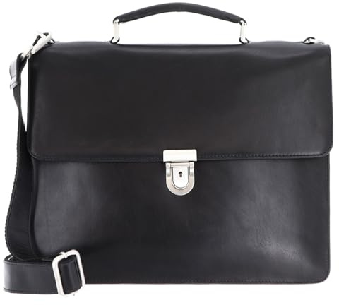 Leonhard Heyden Leder Aktentasche Businesstasche mit Laptopfach Cambridge Aktenmappe 1 Fach 5250 Schwarz