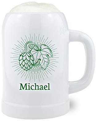 Bavariashop Mei Hopfenkriagal Bierkrug mit Wunschname, Zünftige Geschenkidee aus Bayern