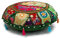 DK Homewares Indisch Baumwolle bodenkissenbezug 45x45 Bodenkissen Rund Bohemien Dunkelgrün Patchwork Gestickt Wohnkultur Rund Jahrgang Yoga Sitzkissen - 18x18 Inch