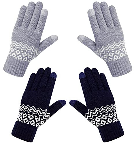 Chalier Fashion Handschuhe Damen Winter Warme Touchscreen Winterhandschuhe Schnee Blume Druck halten warm mit Kaschmir für Frauen und Männer MEHRWEG