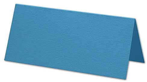 ARTOZ 50x Tischkarten - Petrolblau (Blau) - 45 x 100 mm blanko Platz-Kärtchen - Faltkarten für festliche Tafel - Tischdekoration - 220 g/m² gerippt