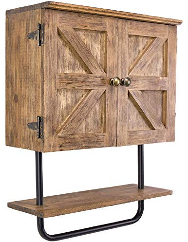 Excello Global Products 43,2 x 53,3 cm Badezimmer-Wandschrank, platzsparender Aufbewahrungsschrank, Küche, Medizinschrank mit verstellbarem Regal und Handtuchstange, Braun