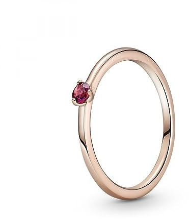 PANDORA Roter Solitär-Ring in Rot mit 14 Karat rosévergoldete Metalllegierung, Kristallen und Cubic Zirkonia Steinen Timeless Collection, Größe 54