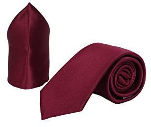 PB Pietro Baldini Krawattenset für Herren - Krawatte und Einstecktuch aus Satin Mikrofaser - Hangefertigt in Italien - 150 x 7 cm - bordeaux