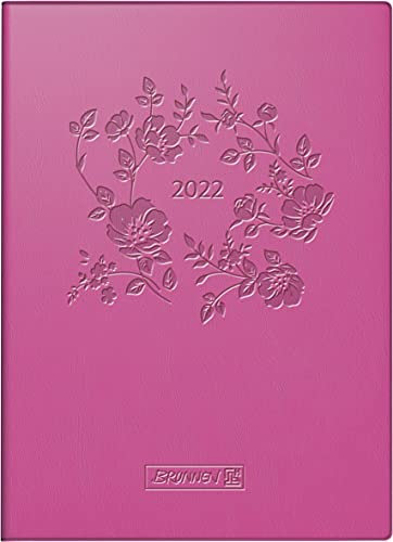 BRUNNEN 1073668022 Taschenkalender Modell 736 Kompagnon, 1 Seite = 1 Tag, 10 x 14 cm, Kunstleder-Einband pink, Kalendarium 2022