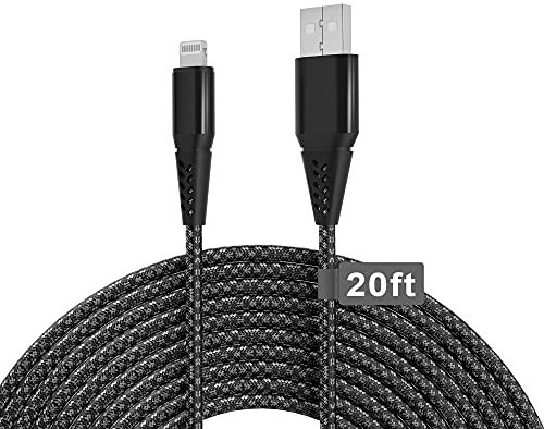 iPhone Charger Cord 20FT/6M [Apple MFi Certified] Extra Long iPhone Cable Fast Apple Charger Cable Nylon Braided USB Lightning Cable 2.4A for iPhone 12 Pro Mini 11 Pro X XS Max XR 8 7 6s 6 Plus