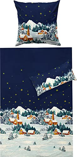 Erwin Müller Bettwäsche Feinbiber blau Größe 1x 155x200 cm + 1x 40x80 cm