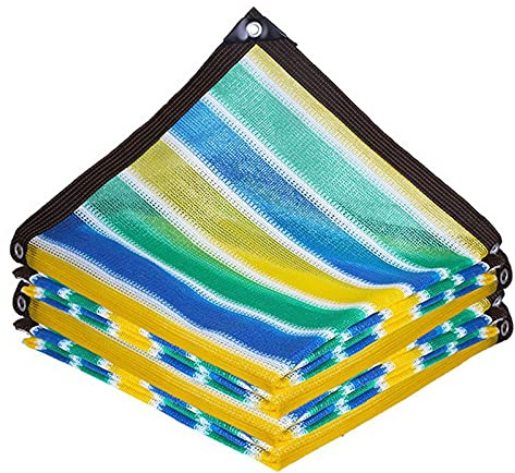 Schermo Telo Ombreggiante Tessuto Parasole,Panno Parasole A Righe Colorate Per Giardino 75% Di Blocco Uv Antipioggia,Rete Patio Vela All'Aperto Pergola (3mx6m/9.8ftx19.7ft)
