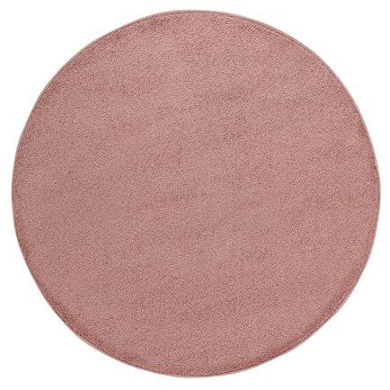 Carpetsale24 Teppich Wohnzimmer Dichter Kurzflor Einfarbig Teppich Modern Robust Rechteckig und Rund Teppich Rosa Teppich 200 cm Rund