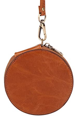 Adorable mini porte-monnaie rond en cuir de vachette pour femme - Super doux et résistant à l'usure - Pour la maison - Marron