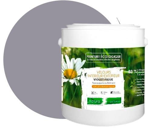 BOX DECO COULEURS Pintura natural ecológica interior exterior con aspecto terciopelo Natura – 2,5 l/33 m² [Clase energética A+], color morado