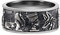 Vintage Schwarzer 925 Sterling Silber Ägyptischer Ring Bandring Geprägter Ankh Anubis Horus Skarabäus Pharao Sphinix Sonne für Herren Damen Größe 59